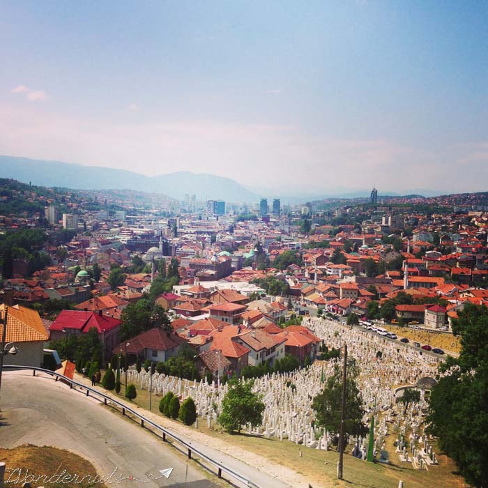 The multitude of cemeteries from the Yellow Fortress in Sarajevo.